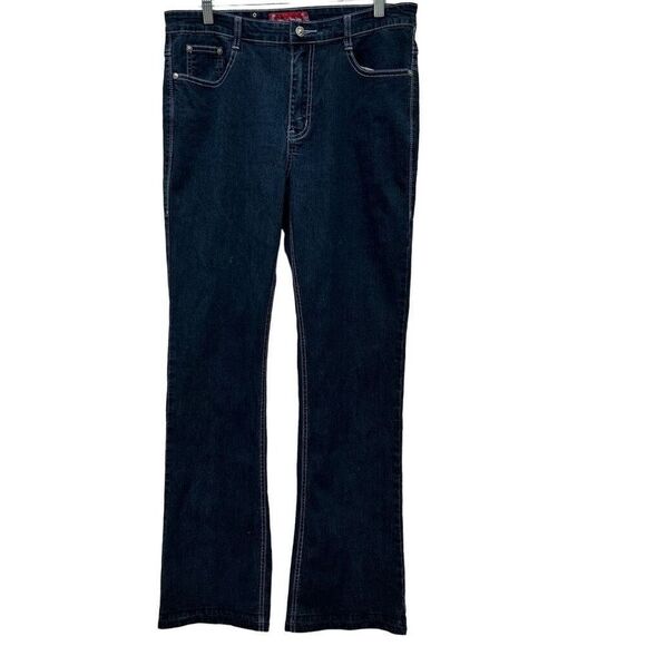 JFNT Jeans For New Time Jeans Women's Size 14 Dark Wash Blue Straight Leg Denim - Picture 2 of 10